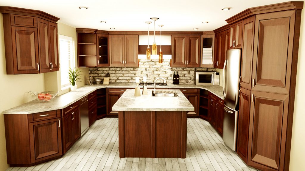 traditional kitchen with dark stains, warm colors, and stainless steel appliances